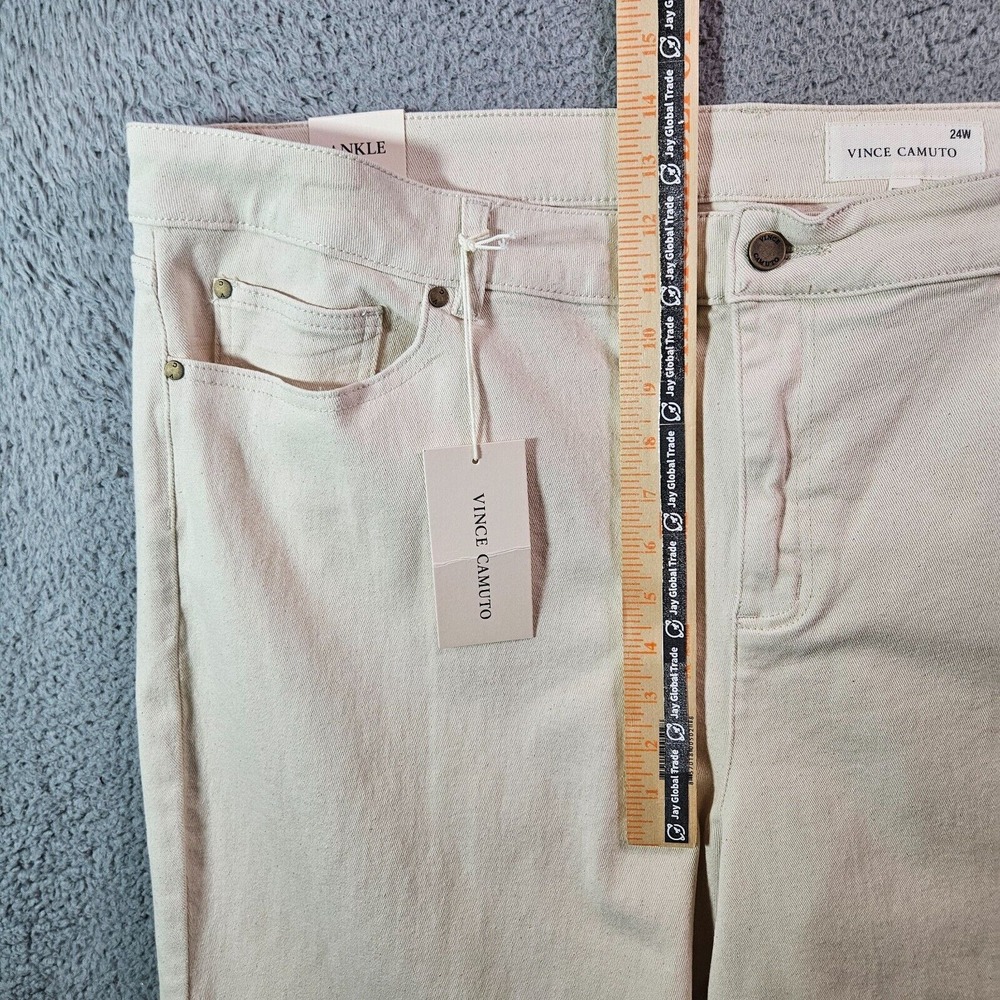 $109 NWT Vince Camuto Jeans Women 24 W Ankle Stretch Beige Raw Hem - Picture 7 of 13
